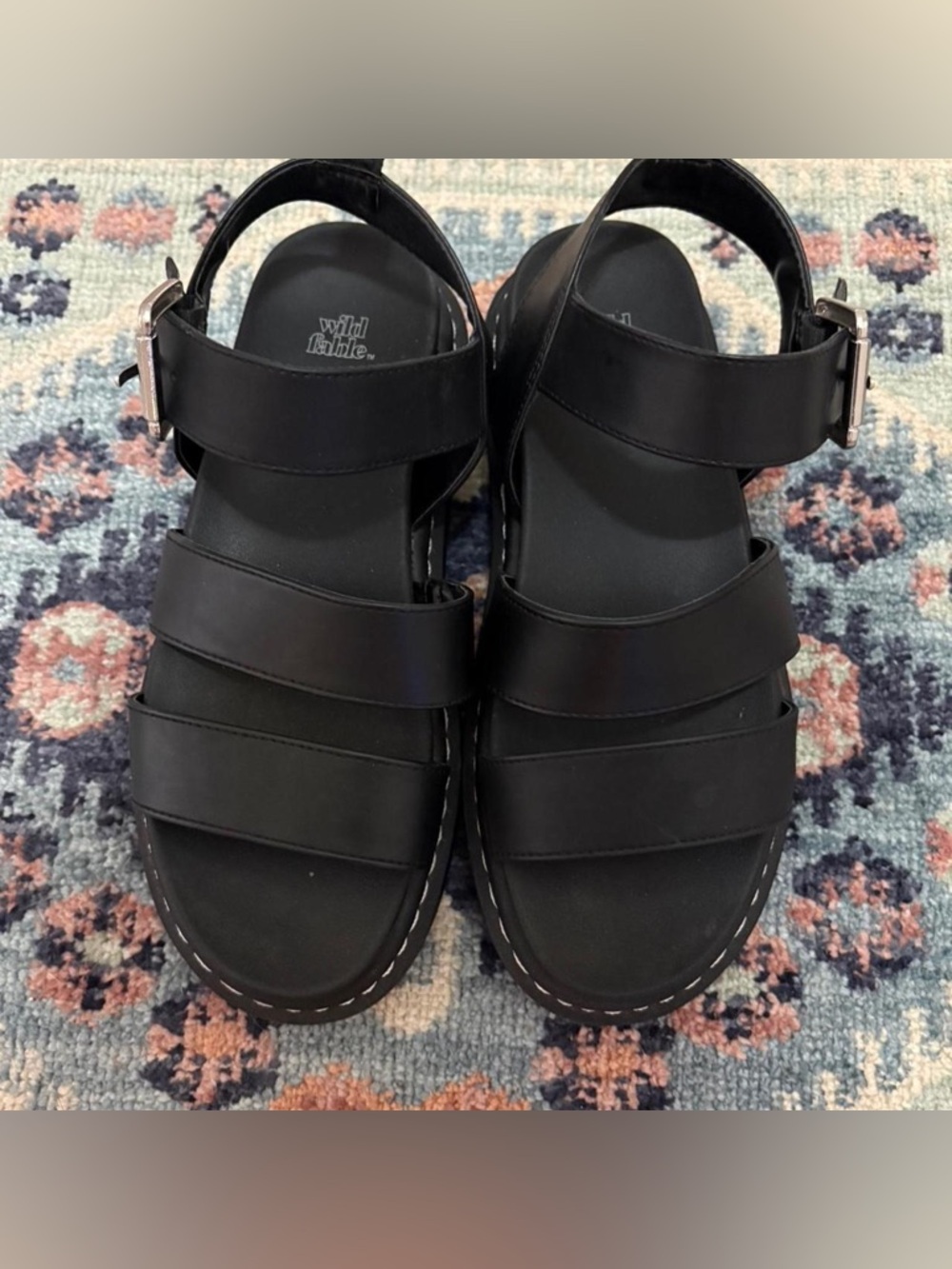 Wild fable - Doc Marten type black platform sandals with buckle